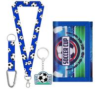 sundee Set di portafogli da calcio per bambini, con cordino e portachiavi, per partite e scuola, blu 5, Moderno