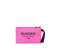 SUNDEK MIN STONE WASHED HAND BAG WITH LOGO AND SLOGAN