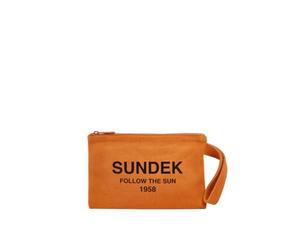 SUNDEK MIN STONE WASHED HAND BAG WITH LOGO AND SLOGAN