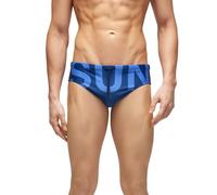 SUNDEK Swim Brief, Slip Mare con Logo da Uomo (IT, Testo, L, Regular, Regular, Navy 03)