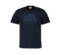 SUNDEK T-Shirt Uomo M021TEJ780T Navy Blu Logo Stemma Cotone Manica Corta PE23 L