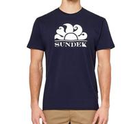 Sundek T-Shirt Uomo New Simeon Logo 100% Cotone (XL, Blu/Bianco)