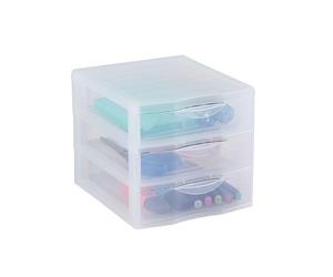 Sundis 1422000096 Cassettiera Orgamix in plastica (PP), 3 cassetti in Formato A6+, ca. 21 x 18 x 17 cm, Trasparente