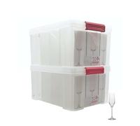 SUNDIS Champ Store, set di 2 scatole portaoggetti per flute da champagne, in plastica trasparente, rinforzata con coperchio a clip, pareti diritte, impilabili e combinabili, capacità 12 bicchieri
