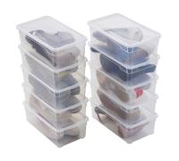 Sundis Clear Box, set di 10 scatole portaoggetti 5l, con coperchio, plastica trasparente, impilabile, ideale per le scarpe da donna
