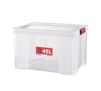 Sundis contenitore con coperchio CLIP 'N STORE, 45L, Trasparente con coperchio a scatto, impilabile, idoneo al contatto alimentare