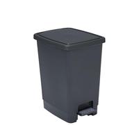 Sundis Flat Bin, pattumiera con pedale, 30L, rettangolare, in plastica riciclata, con maniglie per appendere e nascondere la borsa, nero e antracite, per cucina, ufficio, lavanderia, garage, officina