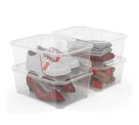 Sundis Fly Box, set di 4 scatole portaoggetti 11l, con coperchio, plastica trasparente, impilabile, ideale per ideale per scarpe, accessori, biancheria, giocattoli