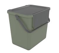 SUNDIS Loops, pattumiera per la raccolta differenziata 25L, impilabile, rettangolare, in plastica riciclata verde, con coperchio, maniglia e manico, per cucina, mensa, ristorante, sala pausa