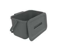 SUNDIS Loops, pattumiera per la raccolta differenziata 4L, rettangolare, in plastica riciclata grigia, con coperchio e manico, ideale per rifiuti organici, per cucina, mensa, ristorante, sala pausa