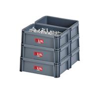 Sundis Master Box, set di 6 scatole portaoggetti da 2,5L, in plastica riciclata, robusto e rinforzato, impilabili e combinabili, ideale per l'officina, il bricolage o il trasporto