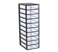 SUNDIS Orgamix, cassettiera plastica, 10 cassetti A4 trasparenti, altezza 81,5 cm, ideale per l'archiviazione in ufficio, lezioni, documenti, materiale di consumo