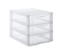 SUNDIS Orgamix, cassettiera plastica A4, 3 cassetti, Altezza 25,5cm | Trasparenti, Impilabile, ideale per l'archiviazione in ufficio, lezioni, documenti, materiale di consumo
