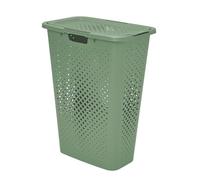 SUNDIS Pixel, portabiancheria con copercho, 40l, plastica riciclata, verde salvia, ideale per piccoli spazi, 2 maniglie laterali e 1 maniglia inferiore, ventilazione su 4 lati