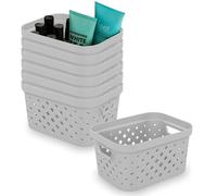 SUNDIS Pixel, set di 7 cestini portaoggetti 1,5l, plastica riciclata, bianco sporco, impilabile, ideale per il bagno, la camera da letto, la decorazione o l'ufficio
