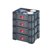 Sundis set di 4 contenitori MASTER BOX, 9L, Componibili e impilabili, Grigio antracite