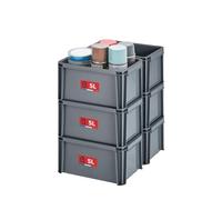 Sundis set di 6 contenitori MASTER BOX, 5L, Componibili e impilabili, Grigio antracite