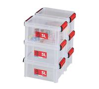 Sundis set di 6 contenitori rinforzati CLIP'N STORE 5L, Trasparente con coperchio a scatto, impilabile, idoneo al contatto alimentare
