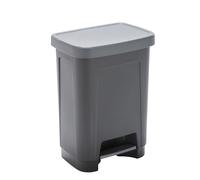 SUNDIS Step Bin, pattumiera con pedale 25L, rettangolare, in plastica riciclata, nero e antracite, per cucina, ufficio, lavanderia, garage, officina