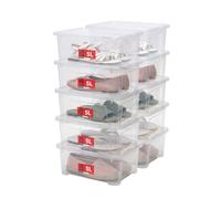 SUNDIS View Box, 10 scatole portaoggetti 5L, con coperchio, impilabile | Plastica trasparente, impilabile, ideale per cosmetici, gioielli, penne e pennarelli, accessori per il cucito, perline