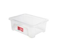 Sundis View Box, scatola portaoggetti 17l, con coperchio, plastica trasparente, impilabile, ideale per riporre gli oggetti negli armadi, in ufficio, in lavanderia o in bagno