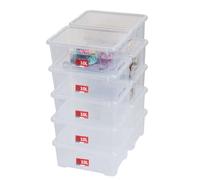 SUNDIS View Box, set di 10 scatole portaoggetti 10l, con coperchio, plastica trasparente, impilabile, ideale per piccoli oggetti per la casa e l'ufficio
