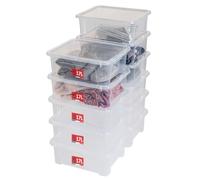 SUNDIS View Box, set di 11 scatole portaoggetti 17l, con coperchio, plastica trasparente, impilabile, ideale per riporre gli oggetti negli armadi, in ufficio, in lavanderia o in bagno