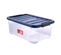 SUNDIS Wave Box, scatola portaoggetti 10l, con coperchio a clip, plastica trasparente, impilabile, ideale per la camera da letto, lo spogliatoio, le scarpe, l'ufficio
