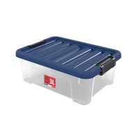 SUNDIS Wave Box, scatola portaoggetti 3l, con coperchio a clip, plastica trasparente, impilabile, ideale per cosmetici, gioielli, penne e pennarelli, accessori per il cucito, perline