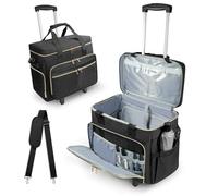 SUNDOY Rolling Teacher Tote Bag con carrello staccabile, spaziosa e resistente borsa per insegnanti con scomparto espandibile per documenti, adatta per computer portatili fino a 17,3", libri e