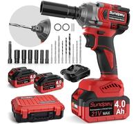 Sundpey Avvitatore a Impulsi Brushless 650Nm - 21V Avvitatore a Percussione 2 in 1 con Batteria 2 * 4000mAh & 6 Prese & 9 Punte & Asta di Prolunga, Avvitatore ad Impulsi per Auto e Casa