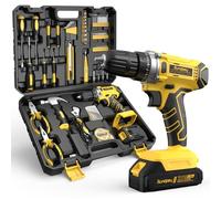 Sundpey Cassetta Attrezzi Completa 170 Pezzi con Trapano Avvitatore a Batteria 21V, Set Attrezzi da Lavoro con Utensili Manuali, Batteria 2.0Ah e Caricabatterie per Fai da te e Lavori di Bricolage