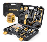 Sundpey Cassetta Attrezzi Completa 257 PCS - Set Attrezzi da Lavoro Portatile con Cacciaviti di Precisione, Chiavi, Cricchetto e Martello, Colore Giallo
