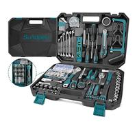 Sundpey Cassetta Attrezzi Completa 257PCS - Set Attrezzi Lavoro Valigia Attrezzi Completa con Set Bussola Cacciavite Precisione Set Chiavi Compreso Cricchetto Martello Blu
