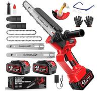 SundpeyPRO Mini Motosega a Batteria 1180W - 8/6 Pollici Sega Elettrica per Potatura con 2*4000mAh Batterie, Olio Automatico, Tensione Catena Senza Attrezzi, Brushless Motosega Elettrica per Potatura