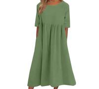 Sundresses per le donne 2025 Abito da donna in lino taglie forti oversize casual estivo in cotone allentato maxi abiti con tasche abiti midi per le donne, GN1., 5XL