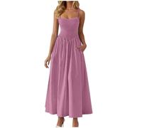 Sundresses per le donne 2025 donne alla moda casual reggicalze abito tinta unita abito ospite di nozze, rosa, L