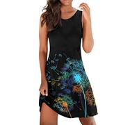 Sundresses per le donne 2025 elegante scollo rotondo girocollo stampa patchwork abito casual abito da sposa ospite, Blu, L