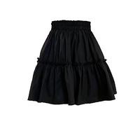 Sundresses per le donne 2025 Halfskirt oversize elastico in vita con bordo orecchio in legno temperamento una linea gonna corta bambini maxi abiti per le donne, Nero , XS