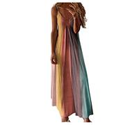 Sundresses per le donne 2025 Maxi V-collare donna abito a righe taglia sciolto plus senza maniche abito lungo da donna abito da sposa abito ospite, Arancione, L