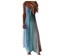 Sundresses per le donne 2025 Maxi V-collare donna abito a righe taglia sciolto plus senza maniche abito lungo da donna abito da sposa abito ospite, Blu, L