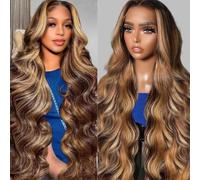 Sunelk Parrucche frontali in pizzo da 30 pollici biondo miele Ombre Body Wave Parrucche frontali in pizzo per capelli umani 200 densità 4/27 evidenziare 13x6 parrucca frontale in pizzo capelli umani