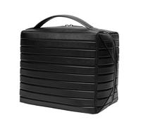 Sunerzenor Pochette Cosmetica Donna Trousse Make Up Beauty Case Rettangolare Organizer con Manico Top Liscia Design Moderno a Righe E Angoli Sagomati Adatta a, Array, Nero