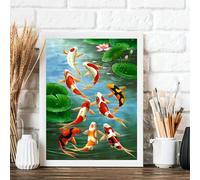 Suneve 5D Diamond Painting Adulti Loto Koi,diamond painting kit Completo,Diamanti painting per principianti,Pittura Diamante DIY Crystal Art Kit per Decorazioni Casa Regali,Square Drill/18x26inch