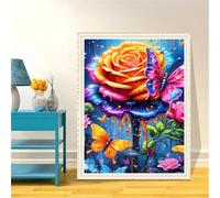 Suneve Butterfly Plant Diamond Painting Kit,Diamond Art Kits for Adults,DIY diamond art painting for Beginner,5D Full Drill Round Diamond Gem Art Crafts for Home Wall Decor 105x135cm