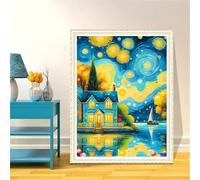 Suneve Graffiti Landscape Diamond Painting Kit,Diamond Art Kits for Adults,DIY diamond art painting for Beginner,5D Full Drill Round Diamond Gem Art Crafts for Home Wall Decor 105x135cm
