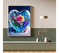 Suneve Heart Stone Diamond Painting Kit,Diamond Art Kits for Adults,DIY diamond art painting for Beginner,5D Full Drill Round Diamond Gem Art Crafts for Home Wall Decor 65x85cm