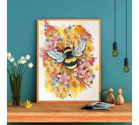 Suneve Honey Bee Diamond Painting Kit,Diamond Art Kits for Adults,DIY diamond art painting for Beginner,5D Full Drill Round Diamond Gem Art Crafts for Home Wall Decor 65x85cm