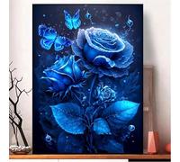 Suneve Midnight Rose Diamond Painting Kit,Diamond Art Kits for Adults,DIY diamond art painting for Beginner,5D Full Drill Round Diamond Gem Art Crafts for Home Wall Decor 75x95cm
