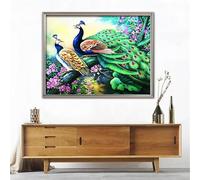 Suneve Peacock Branch Diamond Painting Kit,Diamond Art Kits for Adults,DIY diamond art painting for Beginner,5D Full Drill Round Diamond Gem Art Crafts for Home Wall Decor 95x115cm